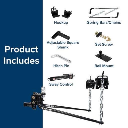 Camco EAZ-Lift Elite 800lb Weight Distribution Hitch Kit with Sway Control (48057) - Image 3