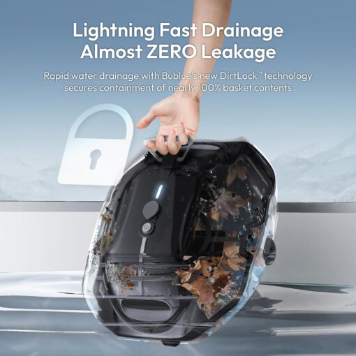 Bubot 300P Robotic Pool Cleaner, Cordless Pool Vacuum with Industry Leading Suction Power, Bluehole Tech, DirtLock Tech, Smart Sensor, Self-Parking for Above-Ground Flat Pools up to 850 Sq.Ft, Silver - Image 4