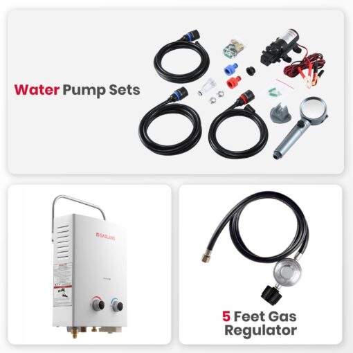 GASLAND 5L 1.32GPM Portable Propane Tankless Water Heater with 1.32GPM Water Pump and Pipe Strainer - Image 4