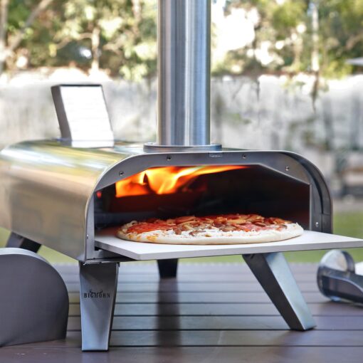 BIG HORN OUTDOORS Pizza Ovens Wood Pellet 12” Pizza Oven Cooking Pizza Maker Portable Stainless Steel Pizza Grill, Silver Portable Party use - Image 4