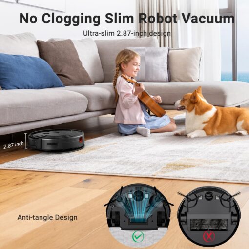 Robot Vacuum and Mop Combo 2 in 1 Mopping Robot Vacuum Cleaner with Schedule WiFi/Alexa/App Smart Self-Charging Robotic Vacuum Ultra-Slim Quiet Tangle-Free Ideal for Hard Floor Pet Hair Carpet-650mL - Image 5