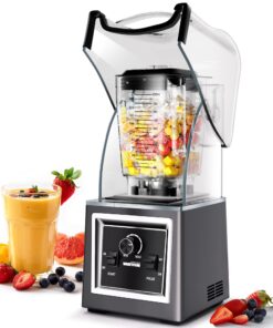 Wantjoin Professional Grade Blender - Soundproof & Quiet Commercial Blenders, Removable Shield, 2000W Watte, 67 Oz Capacity - Perfect for Kitchen, Fruits, Shakes, Smoothies, and Frozen Drinks(Gray)
