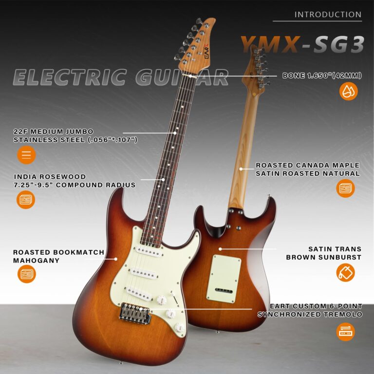 EART Electric Guitar SSS Single Coil Pickups Solid-Body,Stainless Steel Frets Right Handed-Rosewood Fingerboard-Virginia - Image 6