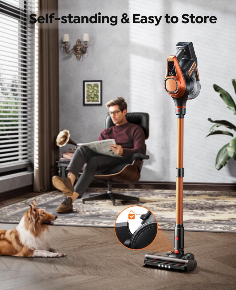 Fieety Cordless Vacuum Cleaner, 550W/45Kpa Vacuum Cleaners for Home with LED Screen, Max 60 Mins Runtime, Noise Reduction Tech, Anti-Tangle Stick Vacuum for Pet Hair Carpet and Hardfloor - Image 3