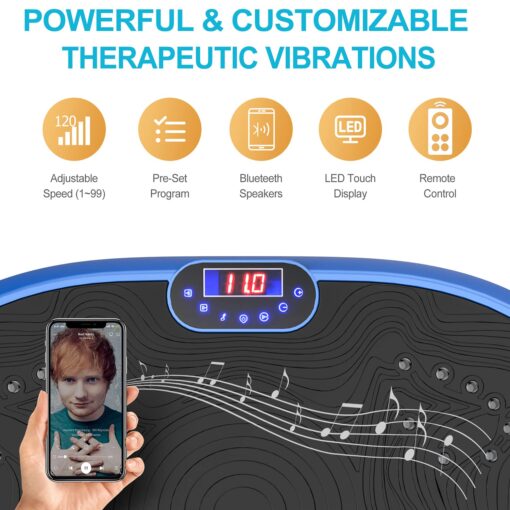 AXV Vibration Plate Exercise Machine Whole Body Workout Music Vibrate Fitness Platform Lymphatic Drainage Machine for Weight Loss Shaping Toning Wellness Home Gyms Workout - Image 6