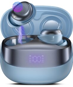 DUSONLAP Sleep Earbuds Bluetooth 5.4 in Ear Light-Weight Headphones, Mini Sleep Headphones Small Design for Side Sleepers, 47H Playtime with Charging Case, Clear Calls Earphones, Gray Blue