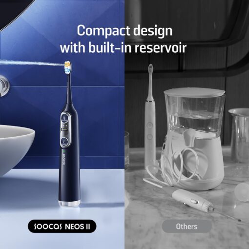 Soocas NEOS II - Sonic Electric Toothbrush and Water Flosser, Cordless Oral Irrigator, Electric Toothbrush for Adults, Portable Water Flosser, Superior Plaque Removal, Pearl White - Image 5