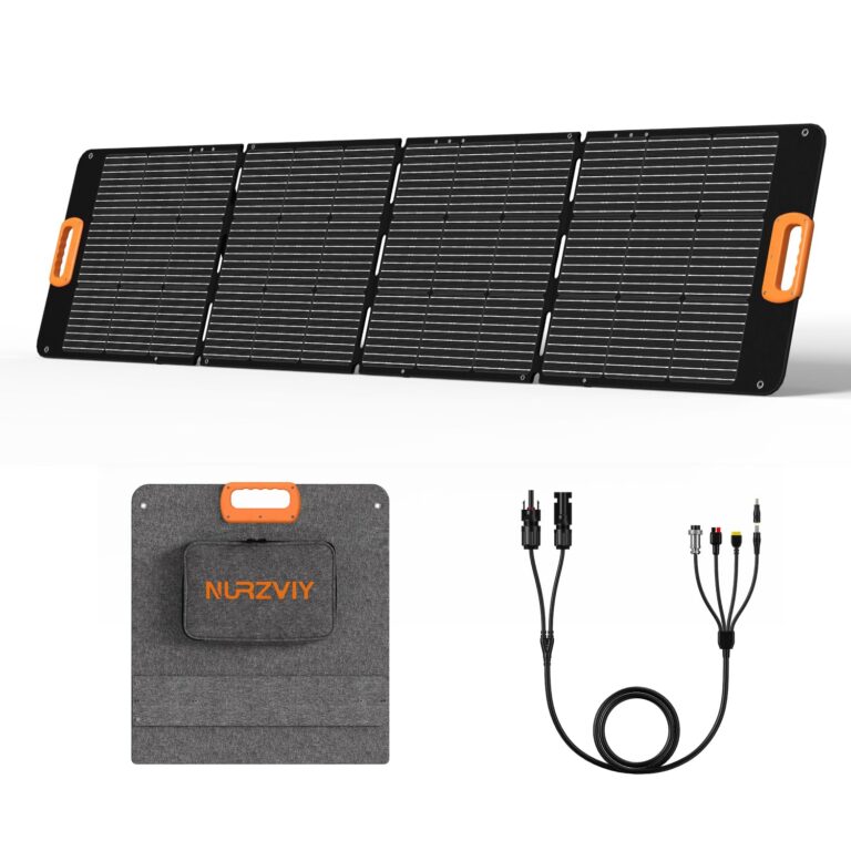 NURZVIY 200 Watt Portable Solar Panel for Power Station, Waterproof Foldable Solar Cell Solar Charger for RV, Camping, Off Grid Living
