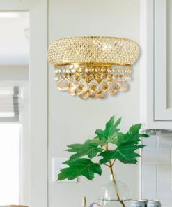 BEIRIO 2-Lights Golden Finish Classic Empire Style K9 Crystal Ball Wall Sconce Light for Living Room Foyer Dining Room Hallway Bedroom (12×6 inch) New Packaging Easy to Install