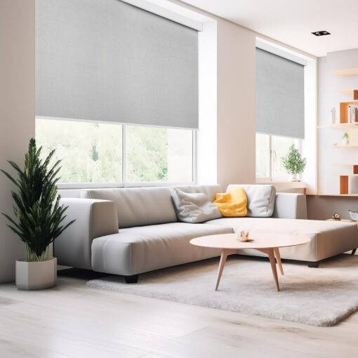 Motorized Blinds with Remote (23-95 inches) Window Roller Shade Wireless Rechargeable Motor Popular Full Blackout Sunshine Fabric for Office and Home Customize Size(82006E) - Image 3