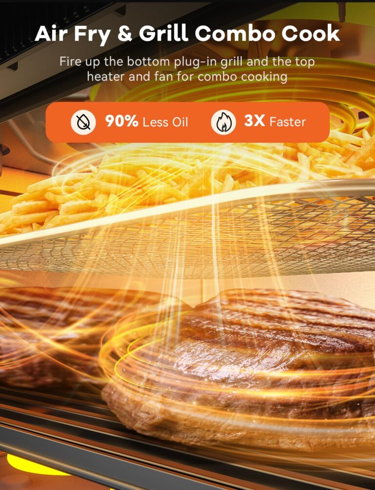 Nuwave TODD ENGLISH Air Fryer Grill Oven Combo, TRUE Char & Flavor, 100 in 1 Super Convection Toaster Oven Countertop, Excellent Thermal Insulation, POWERPORT™ Plug-In Grill, 550°F, Stainless Steel - Image 7