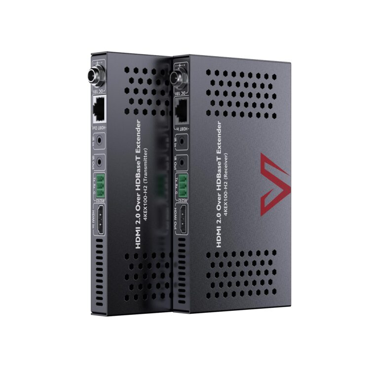 AV Access HDBaseT HDMI Extender Over Cat5e/6/6a/7 Ethernet up to 330ft/100m 4K@60Hz, Supports HDCP2.2, HDMI2.0, Bi-Directional IR and RS232 Pass-Through, Auto EDID, PoE, CEC, Dolby Vision(4KEX100-H2)
