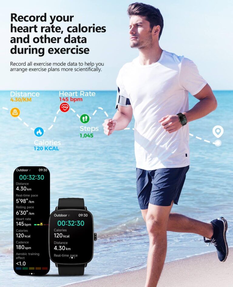 AI Voice-Controlled Smart Watches with 1.85" Screen - IP68 Waterproof, 24/7 Heart Rate Monitoring, Stress/Sleep/SpO2 Tracker, 100+ Sports Modes, Weather, Compatible with Android & iOS, Black - Image 4
