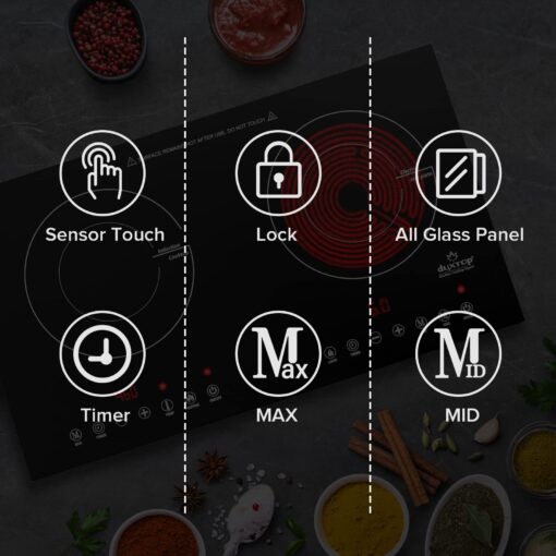 Duxtop 1800W Induction Cooktop 2 Burner, Built-In Induction Burners, Double Induction and Infrared Cooktop, Electric Hot Plate for Cooking, Electric Stove with Sensor Touch Control, 9820HLBI - Image 6