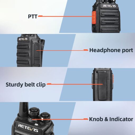 Retevis H-777S Walkie Talkies for Adults, 2 Way Radios with Earpiece and Mic, FRS, Handheld, USB Charging Base, Rugged Two Way Radios Long Range Rechargeable for School Security Church (10 Pack) - Image 7