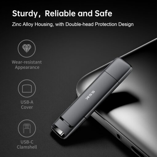 SSK 2TB SSD USB C Stick up to 1000MB/s,Fast External SSD Dual Drive Type-C + USB A 3.2 Gen 2 Solid State Thumb Drive,USB Memory Stick for iPhone 15/PS4/Android Phone/Tablet/Windows/Mac - Image 4
