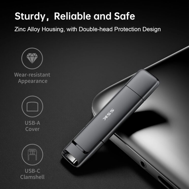 SSK 2TB SSD USB C Stick up to 1000MB/s,Fast External SSD Dual Drive Type-C + USB A 3.2 Gen 2 Solid State Thumb Drive,USB Memory Stick for iPhone 15/PS4/Android Phone/Tablet/Windows/Mac - Image 4