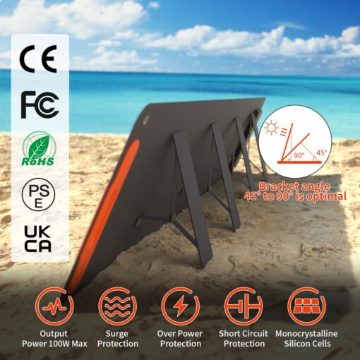 Foldable Solar Panel 200W 19.8V, 23% High Efficiency Portable Solar Charger, Monocrystalline Silicon Solar Cell with DC7909, Anderson, XT60 and DC8020 Plug for Portable Power Station - Image 4