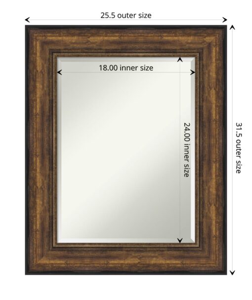 Amanti Art Bronze Bathroom Mirror for Over Sink, 32x26 Ballroom Bronze Rectangle Vanity Mirror, Medium Traditional Frame, Hangs Horizonally and Vertically, Bathroom Wall Decor, Beveled Edge - Image 4