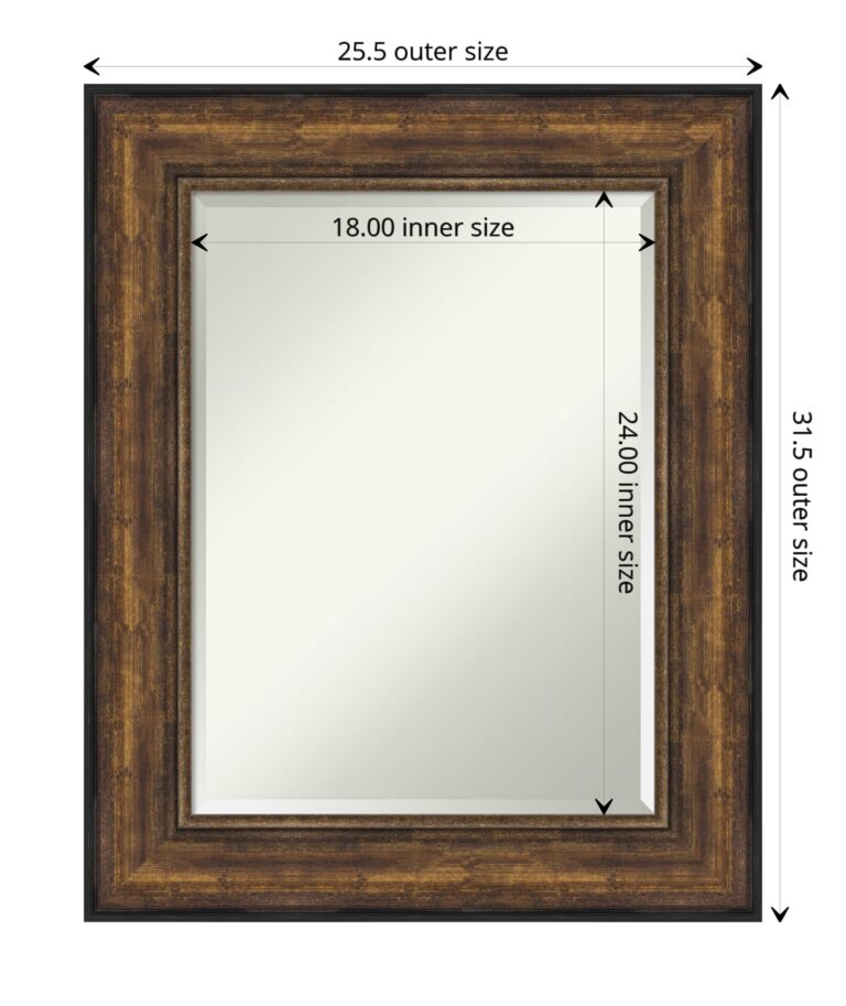 Amanti Art Bronze Bathroom Mirror for Over Sink, 32x26 Ballroom Bronze Rectangle Vanity Mirror, Medium Traditional Frame, Hangs Horizonally and Vertically, Bathroom Wall Decor, Beveled Edge - Image 4