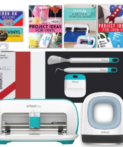 Cricut Joy Machine and Mini Easy Press with Tool Kit and Smart Iron-On Vinyl Sampler Bundle - Cutting Machine and Small Heat Press with HTV Accessories, Portable Die Cutting and Iron Pressing Machines