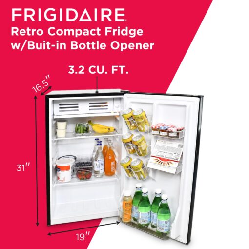 FRIGIDAIRE EFR376-BLACK 3.1 Cu Ft Black Retro Bar Fridge with Side Bottle Opener - Image 5