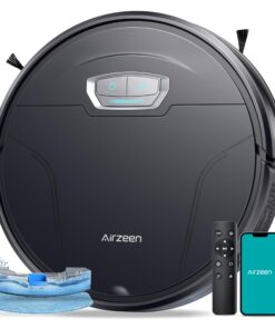 Airzeen Robot Vacuum Cleaner with 4500Pa Strong Suction, 3 in 1 Robot Vacuum and Mop, Carpet Auto-Boost, Self-Charging, 2.9”Slim Design, Remote/App/Alexa Control, Ideal for Pet Hair/Carpet/Hard Floor