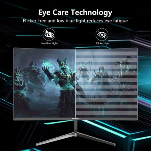 Raywego Gaming Computer Monitor (Curved-1K-180hz, Black, 24 inch) - Image 6