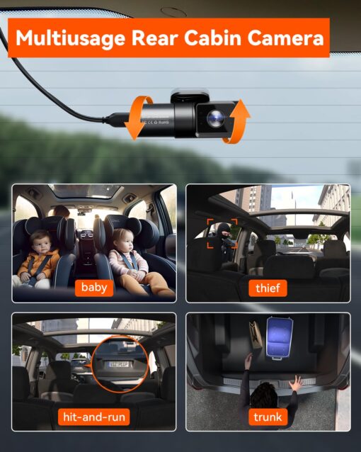 Vantrue N5 4 Channel WiFi 360° All Sides Dash Cam, STARVIS 2, IR Night Vision, 2.7K+1080P*3 Front Rear Inside Dashcam, Voice Control, GPS, 24 Hours Buffered Parking Mode Dash Camera, Support 512GB Max - Image 6