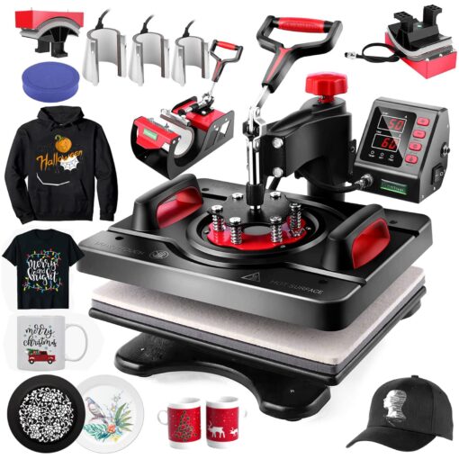 AKEYDIY 8 in 1 Heat Press Machine Professional Sublimation Machine 12" X 15" Swing Away Shirt Printing Heat Transfer Digital Industrial-Quality Heat Press Machine for T Shirts Mug Hat Plate