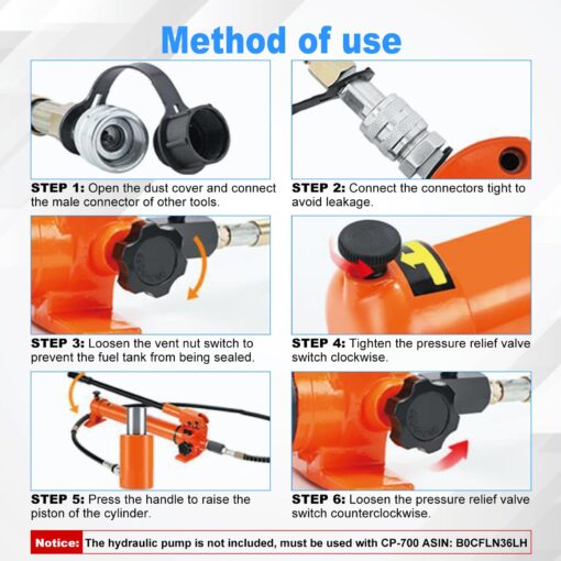 OXMART 50T 6In Hydraulic Cylinder Jack, Stroke Hydraulic Lifting Cylinder 150mm, Oil Storage Capacity 953CC, Hydraulic Ram Cylinder Solid for Power, Chemicals, Steel, Bridges, Shipbuilding, Machinery - Image 5