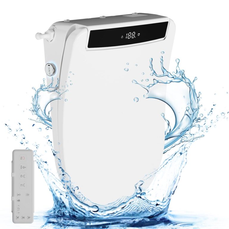HAWKROWN Bidet Toilet Seat, Heated Toilet Seat Round Shape, Electric Bidet with Warm Water and Dryer, 3 Cleaning Mode, Self-Clean Stainless Steel Nozzle, LED Display, Night Light, Slow Close Lid