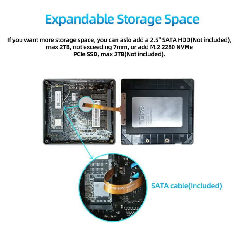 Mini PC, Intel 12th Alder Lake N100 (up to 3.4GHz), 16GB DDR4 RAM 512GB M.2 SSD Dual LAN, Mini Desktop Computers Windows 11, 4K Triple Display, Type-C, WiFi 6, BT 5.2, Micro PC for Home Office - Image 4