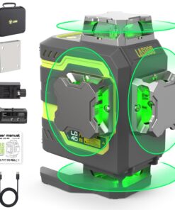 LasGoo LG-4D 16 Green Beam 4x360° Laser Level, Self-Leveling Tool with Horizontal and Vertical Dual Layout, Ideal for Construction and Picture Hanging, Magnetic Pivot Bracket Included