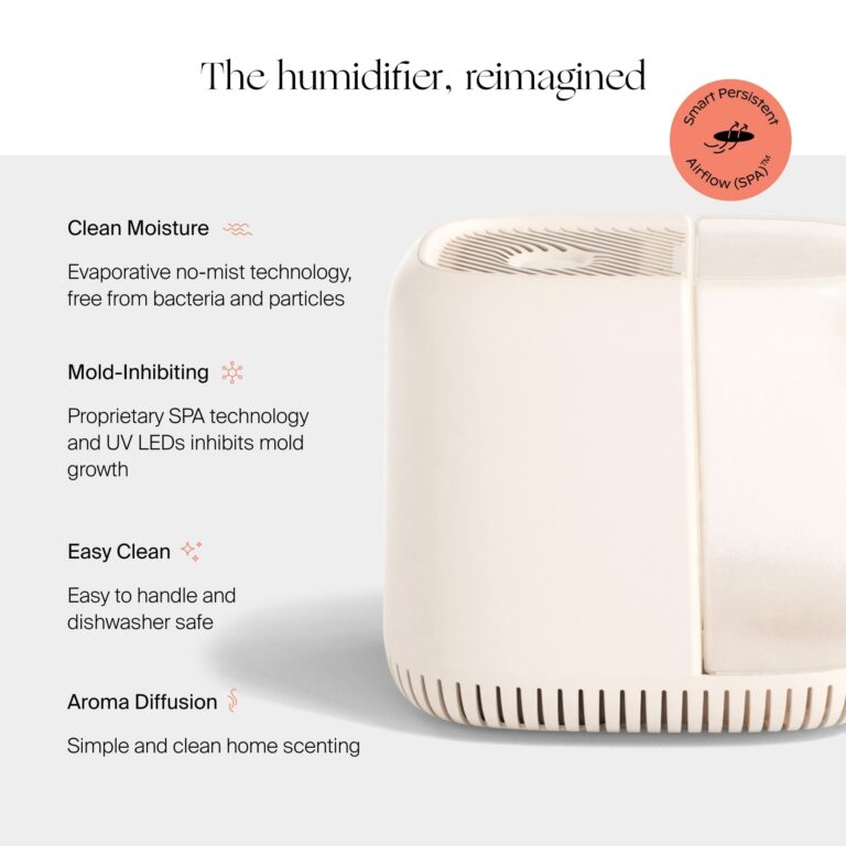 Canopy Bedside Humidifier, White Humidifier, 36 HR Run Time, 2.5L Capacity - Help Alleviate Symptoms of Allergies, Flu, Cold, Dry Skin Includes Humidifier, Unwind Aroma, Filter, Power Cord & Adapter - Image 6