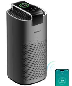 MORENTO Air Purifiers for Home Large Room Up to 2050 Ft² with PM 2.5 Air Quality Sensor, Smart WiFi and Sleep Mode, Hepa Filters Filter Airborne Particles, Handheld Home Air Purifier - Grey +1Pack