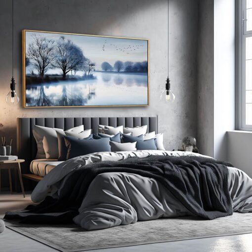 SDYA White Canvas Wall Art Black Wall Decor Landscape Pictures for Living Room Bird Bedroom Decor Tree Modern Artwork Decoration 24x48in - Image 6