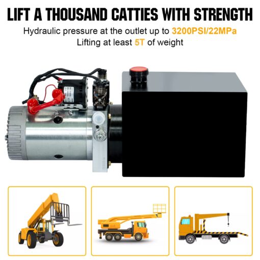 DC HOUSE Hydraulic Power Unit 15 Quart Double Acting Hydraulic Pump DC 12V Power Unit Metal Reservoir for Dump Trailer Car Lifting - Image 6