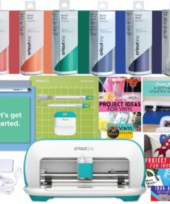 Cricut Joy Machine with Rainbow Smart Permanent Vinyl, Starter Tool Set and Transfer Tape Bundle - Beginner Bluetooth Craft Cutting Machine Kit for Customized Cards, Small Decor Projects and Decals