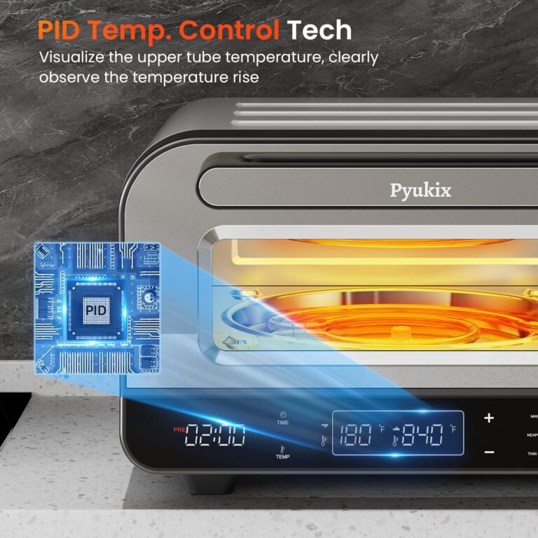 Pyukix Pizza Oven Indoor, Heats up to 840℉,12” Pizzas in 2 Minutes, Countertop Electric Pizza Maker with 6 Touchscreen Presets, Pizza Cooker with Stone&Peel&Cutter Included - Image 4