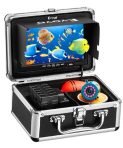 Eyoyo Underwater Fishing Camera 7 inch LCD Monitor Fish Finder Waterproof 1000TVL Fishing Camera 12pcs Infrared Lights for Lake, Boat, Ice Fishing