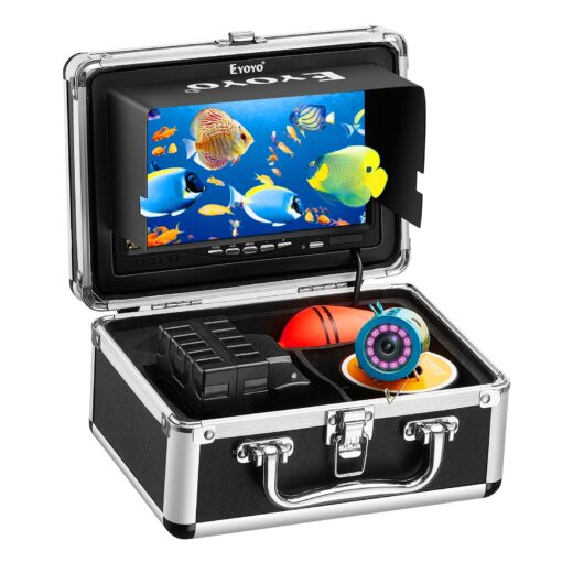 Eyoyo Underwater Fishing Camera 7 inch LCD Monitor Fish Finder Waterproof 1000TVL Fishing Camera 12pcs Infrared Lights for Lake, Boat, Ice Fishing