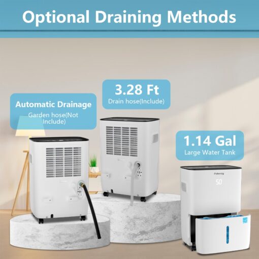 Smart Dehumidifier,Folanzy 120 Pints Energy Star Dehumidifier for Basement Bedroom Home Garage and Large Room Spaces up to 6,200 Sq. Ft with Drain Hose and Water Tank - Image 2