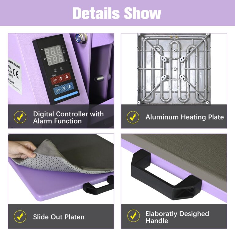 PlanetFlame Heat Press 15x15 inch Industrial Quality Sublimation Heat Press, Slide Out Heat Transfer Machine for T-Shirt, Purple - Image 5