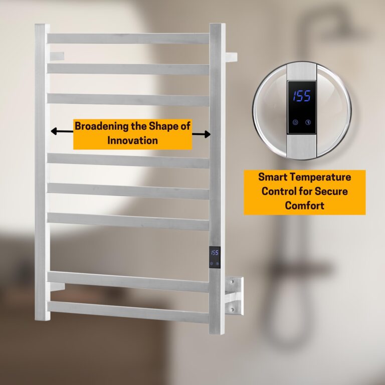 Peaktrivol 8-Bar Heated Towel Rack - Slim Design, Quick Heating, Adjustable Temperature, 24-Hour Timer - Brushed Stainless Steel - Ideal for Hot Towels in Bathroom - Image 7