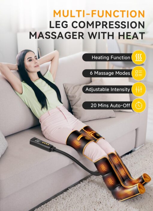 ITCPRL Leg Massager with Heat and Compression, Foot Calf & Thigh Massage for Circulation and Pain Relief, Leg Compression Massager with Handheld Controller 3 Intensities 6 Modes - FSA HSA Eligible - Image 8