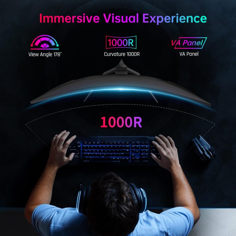 KTC 32 Inch 240Hz Curved Gaming Monitor, 2K 1440P Computer PC Monitor with 1000R 1ms Frameless, Adaptive Sync,122% sRGB, HDMI, DisplayPort, Tilt Adjustable, H32S25E - Image 3