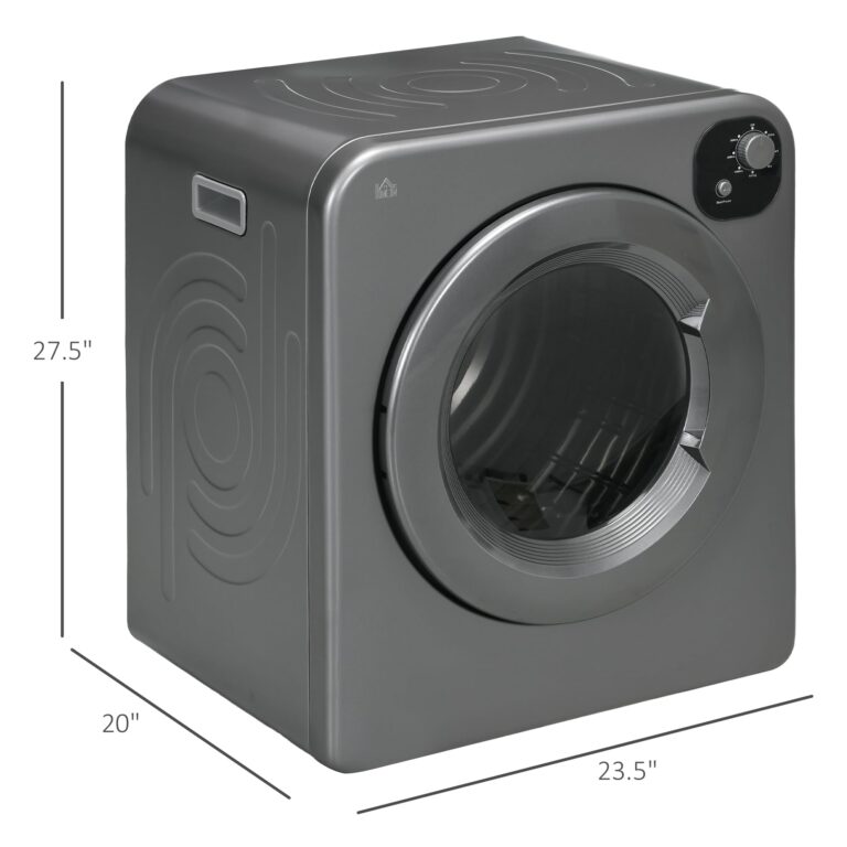 HOMCOM Portable Clothes Dryer, 120V 1300W Compact Laundry Dryer with Intelligent Drying, 3.2 cu.ft Stainless Steel Drum, Front Load Electric Dryer for Apartments, Dorms, RVs, Gray - Image 6