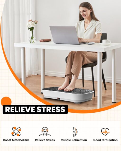 AXEFIT Vibration Plate Exercise Machine - Bluetooth Music & 400LBS Capacity Vibration Plate for Lymphatic Drainage & Weight Loss with 99 Speed Levels, Whole Body Vibration Plate for Home Fitness - Image 6