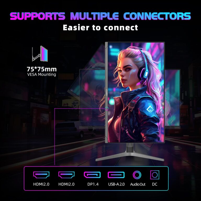 CUNPU 32 Inch Gaming Monitor QHD (2560 x 1440) 2K IPS Panel, 165Hz, 1ms GTG, sRGB 100%,Freesync, HDR10, VESA Mountable,Displayport, HDMI, Height/Tilt/Swivel/Pivot Adjustment, PC Monitor for Gamers - Image 3